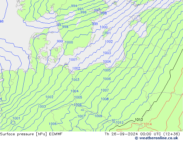 Surface pressure ECMWF Th 26.09.2024 00 UTC