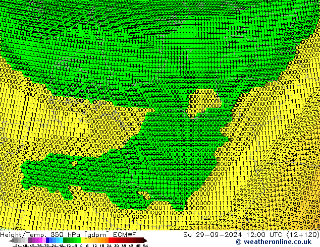 Géop./Temp. 850 hPa ECMWF dim 29.09.2024 12 UTC