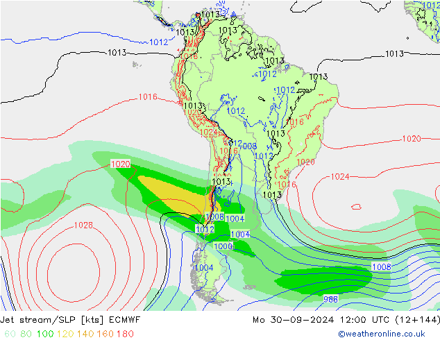 Jet stream/SLP ECMWF Po 30.09.2024 12 UTC