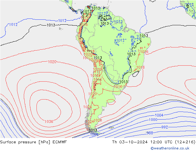 приземное давление ECMWF чт 03.10.2024 12 UTC