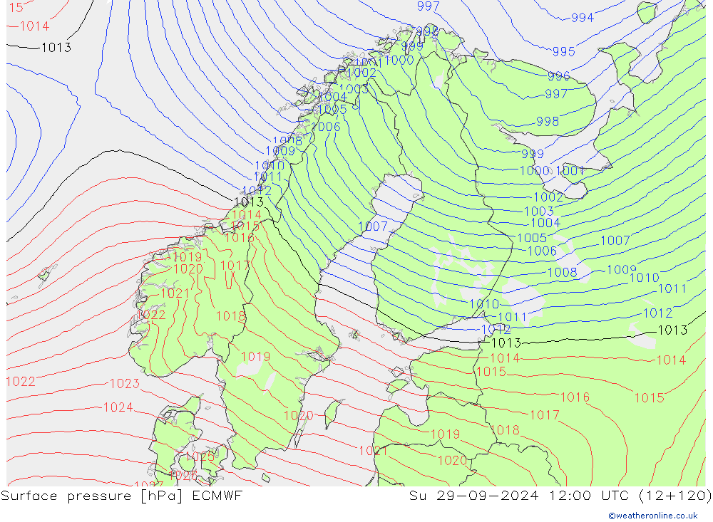 Bodendruck ECMWF So 29.09.2024 12 UTC