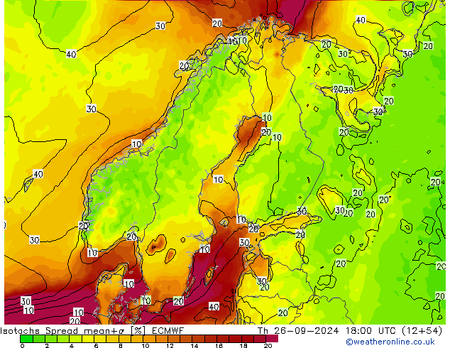 Isotachs Spread ECMWF Th 26.09.2024 18 UTC