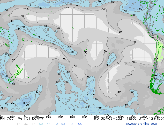 RH 700 hPa ECMWF  30.09.2024 18 UTC