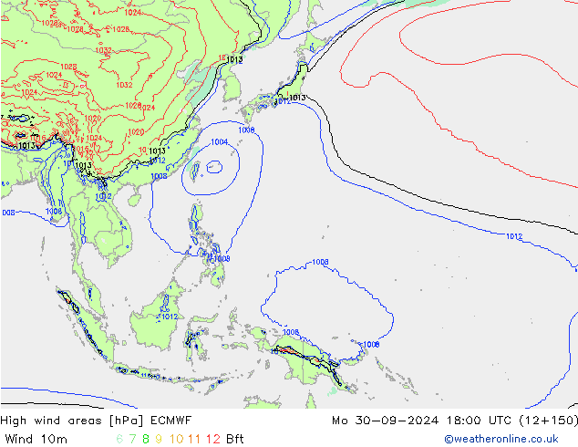 Windvelden ECMWF ma 30.09.2024 18 UTC