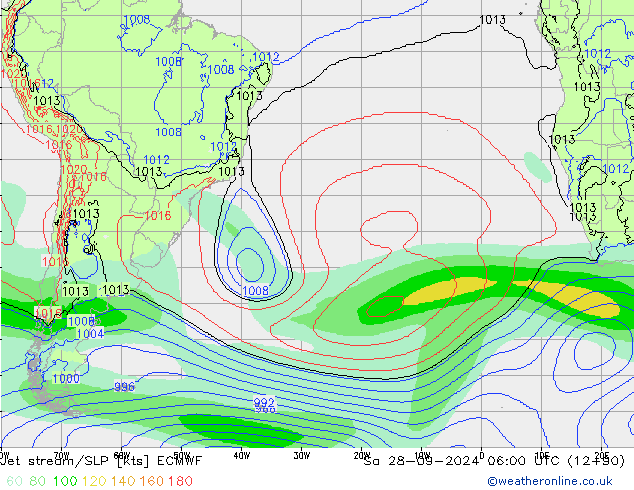 Jet stream ECMWF Sáb 28.09.2024 06 UTC