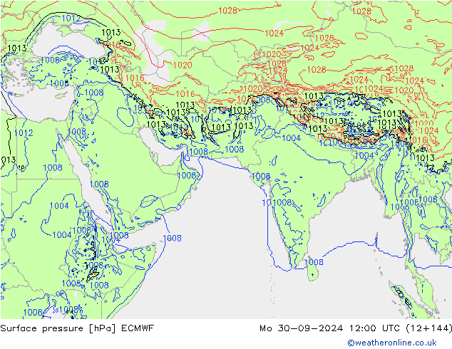 Surface pressure ECMWF Mo 30.09.2024 12 UTC