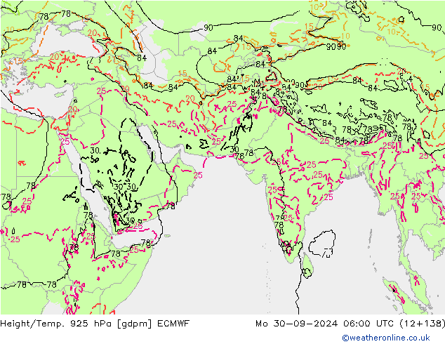 Géop./Temp. 925 hPa ECMWF lun 30.09.2024 06 UTC