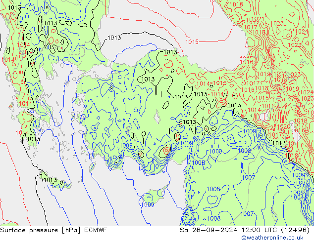 приземное давление ECMWF сб 28.09.2024 12 UTC