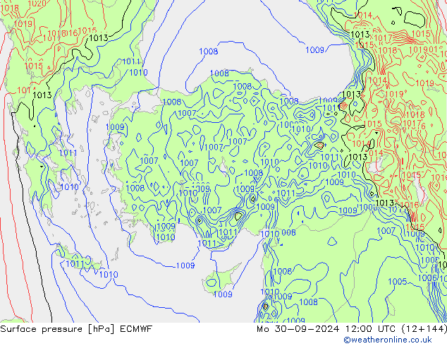 Surface pressure ECMWF Mo 30.09.2024 12 UTC