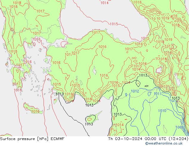 Surface pressure ECMWF Th 03.10.2024 00 UTC