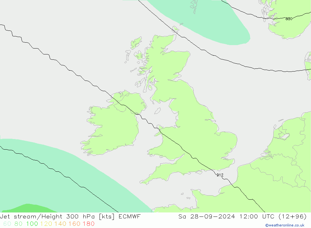 Jet stream/Height 300 hPa ECMWF Sa 28.09.2024 12 UTC