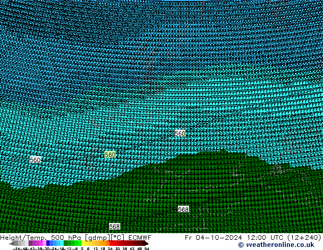 Height/Temp. 500 hPa ECMWF  04.10.2024 12 UTC