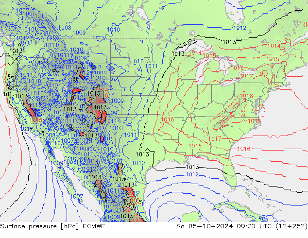 Surface pressure ECMWF Sa 05.10.2024 00 UTC