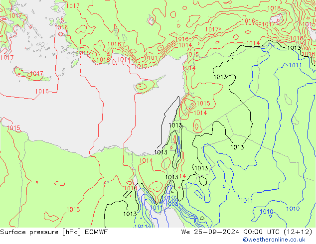 pressão do solo ECMWF Qua 25.09.2024 00 UTC