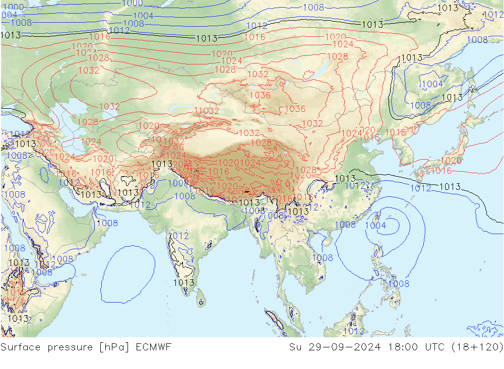 Surface pressure ECMWF Su 29.09.2024 18 UTC