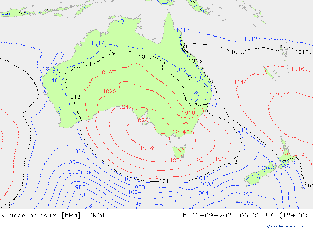 Surface pressure ECMWF Th 26.09.2024 06 UTC