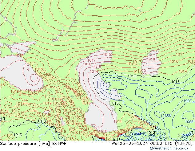 ciśnienie ECMWF śro. 25.09.2024 00 UTC