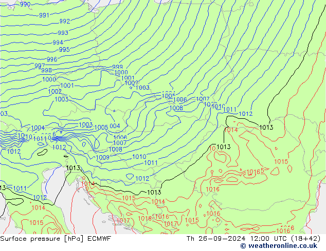 Surface pressure ECMWF Th 26.09.2024 12 UTC