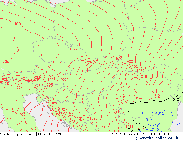 Pressione al suolo ECMWF dom 29.09.2024 12 UTC