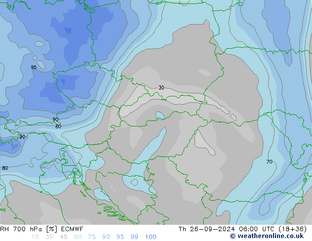 700 hPa Nispi Nem ECMWF Per 26.09.2024 06 UTC