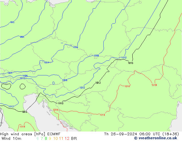 yüksek rüzgarlı alanlar ECMWF Per 26.09.2024 06 UTC