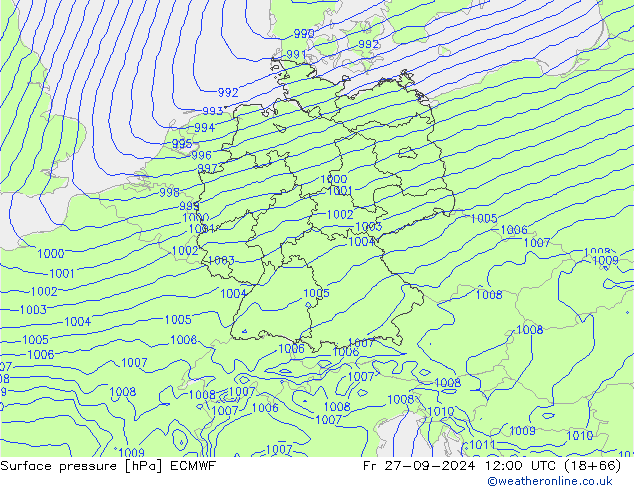 Yer basıncı ECMWF Cu 27.09.2024 12 UTC