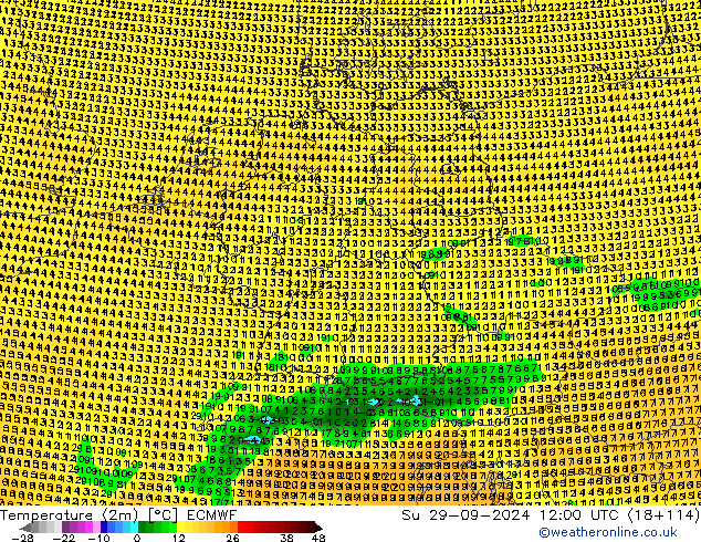 Sıcaklık Haritası (2m) ECMWF Paz 29.09.2024 12 UTC