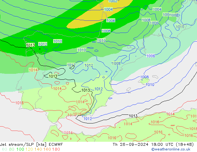 Jet stream/SLP ECMWF Th 26.09.2024 18 UTC