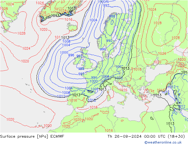 ciśnienie ECMWF czw. 26.09.2024 00 UTC