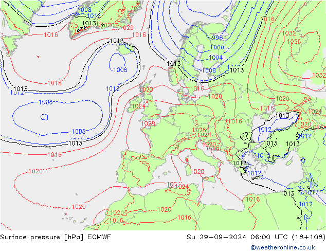 приземное давление ECMWF Вс 29.09.2024 06 UTC