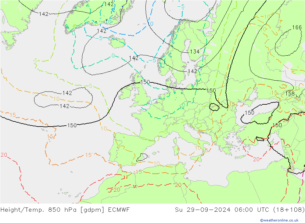 Height/Temp. 850 гПа ECMWF Вс 29.09.2024 06 UTC