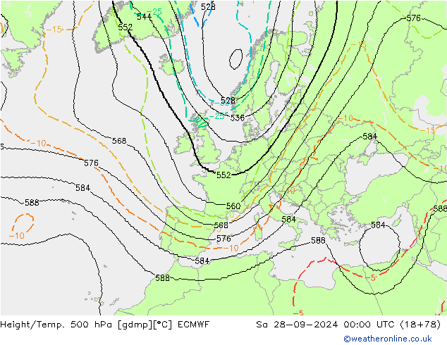 Height/Temp. 500 hPa ECMWF So 28.09.2024 00 UTC