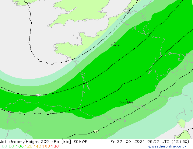 Jet stream/Height 300 hPa ECMWF Fr 27.09.2024 06 UTC