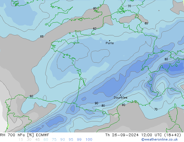 700 hPa Nispi Nem ECMWF Per 26.09.2024 12 UTC