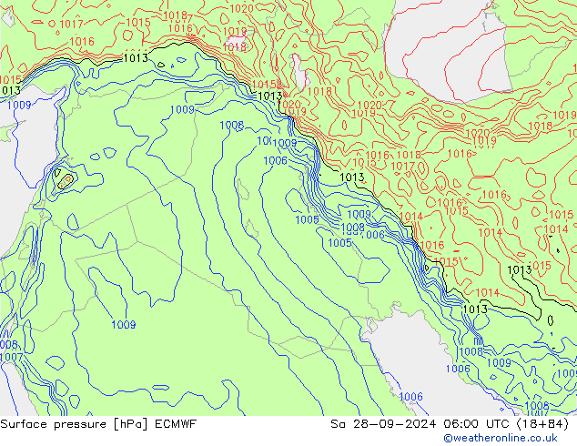 Atmosférický tlak ECMWF So 28.09.2024 06 UTC