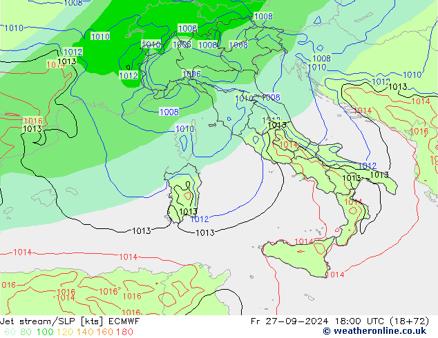 джет/приземное давление ECMWF пт 27.09.2024 18 UTC