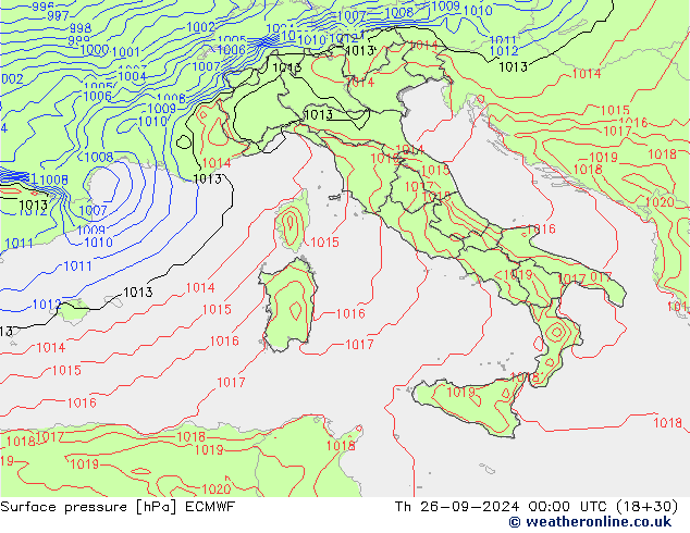 Surface pressure ECMWF Th 26.09.2024 00 UTC