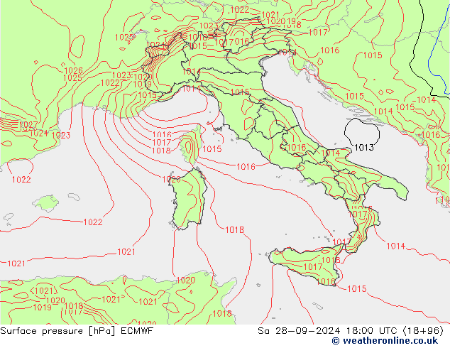 pression de l'air ECMWF sam 28.09.2024 18 UTC