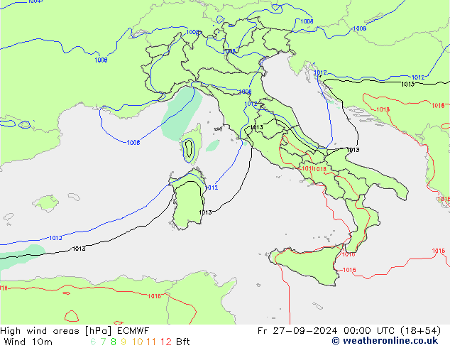 Izotacha ECMWF pt. 27.09.2024 00 UTC