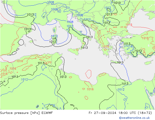 приземное давление ECMWF пт 27.09.2024 18 UTC