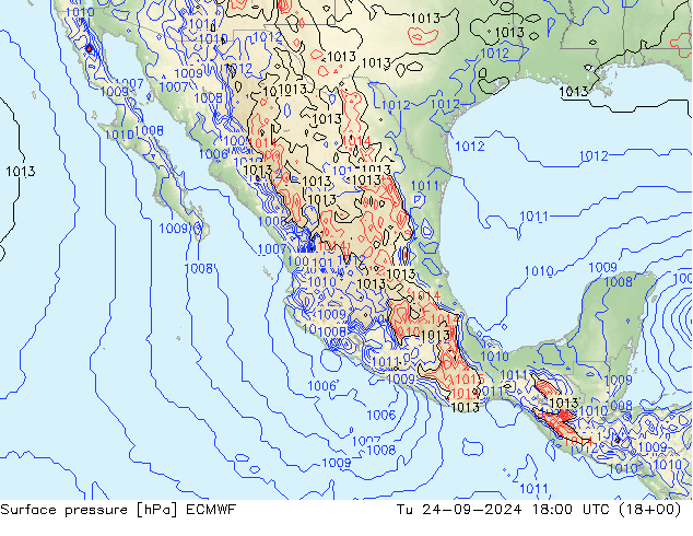 pressão do solo ECMWF Ter 24.09.2024 18 UTC