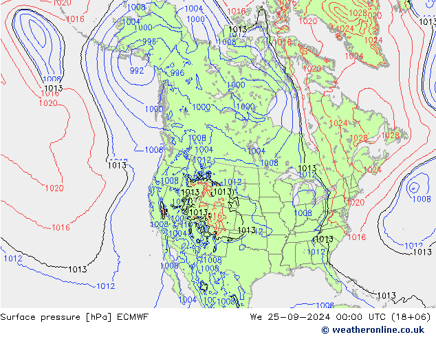 приземное давление ECMWF ср 25.09.2024 00 UTC