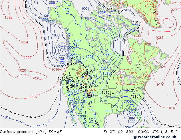 pression de l'air ECMWF ven 27.09.2024 00 UTC