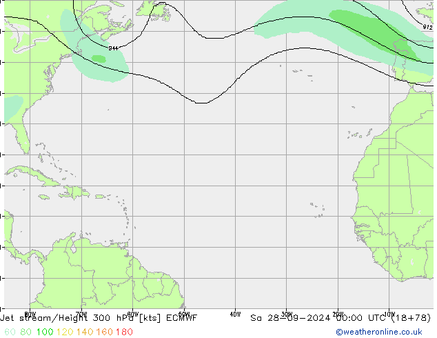 Prąd strumieniowy ECMWF so. 28.09.2024 00 UTC