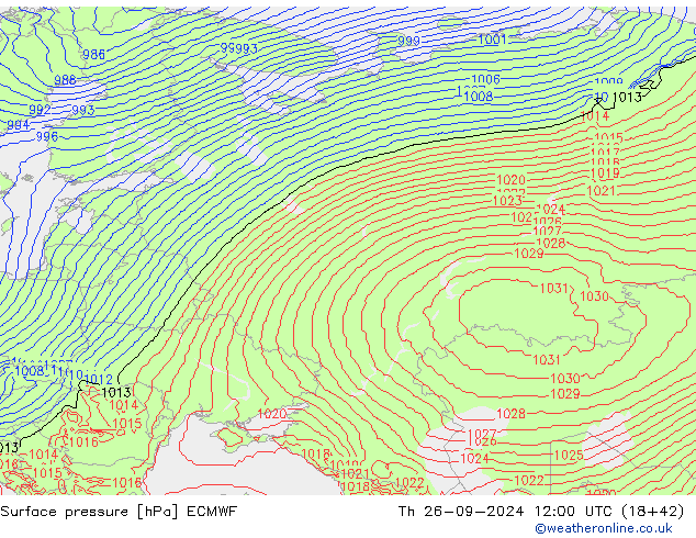 приземное давление ECMWF чт 26.09.2024 12 UTC