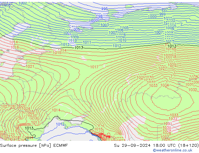 pression de l'air ECMWF dim 29.09.2024 18 UTC