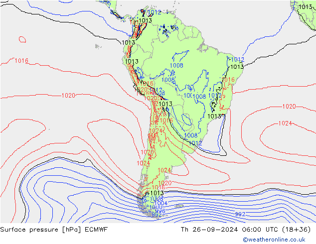 Surface pressure ECMWF Th 26.09.2024 06 UTC