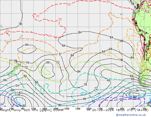 Height/Temp. 925 hPa ECMWF czw. 26.09.2024 18 UTC