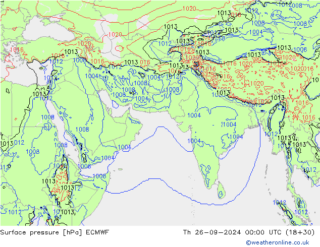 Surface pressure ECMWF Th 26.09.2024 00 UTC