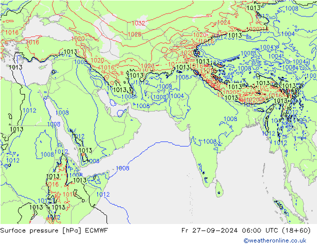 Surface pressure ECMWF Fr 27.09.2024 06 UTC